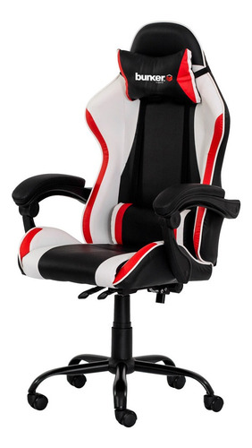 Imagem 1 de 6 de Cadeira Gamer Racer Ii Giratória Preta Com Branco E Vermelho