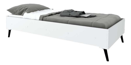 Cama Solteiro C/ Colchão Incluso Vintage Prime Multimóveis Cor Branco/Preto