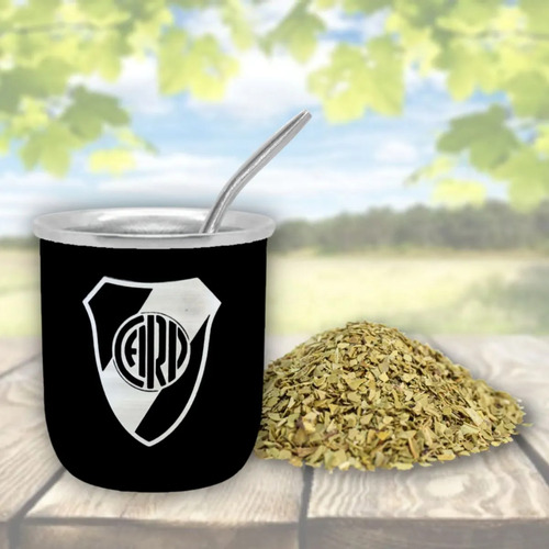 Mate De Acero Inoxidable Térmico Doble Capa+ Bombilla Chata Negro River