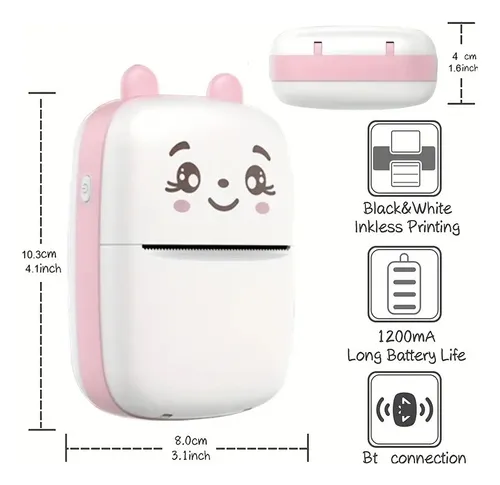 Mini Impresora Térmica Portátil Gatita Bluetooth