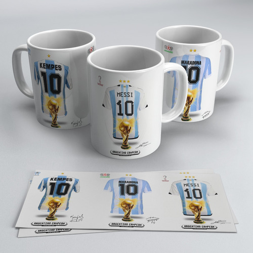 Taza De Cerámica Argentina Messi Campeón Premiun Con Caja