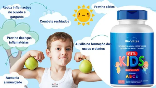 Kit de vitaminas masticables para niños Tutti Frutti, 2 botellas, 120