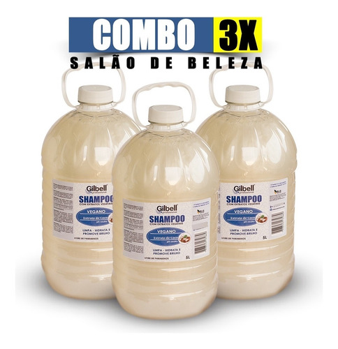 Kit 3 Shampoo Galão 5litros Perolado Neutro Sem Sal Salão