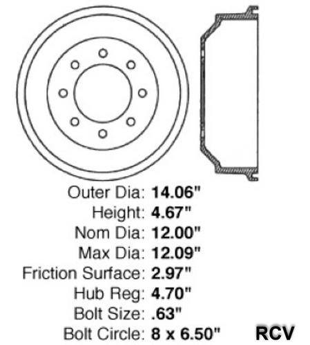 Tambor Frenos Tras Para Ford E250 Econoline Club Wagon 1987