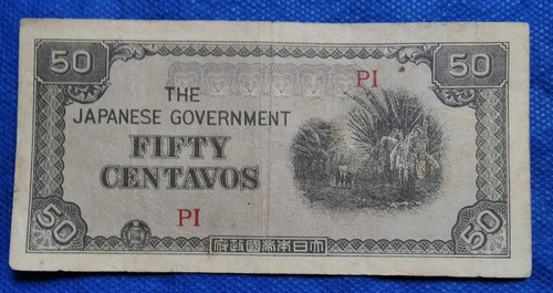 Billetes 50 Centavos Ocupación Gobierno Japonés A Filipinas 