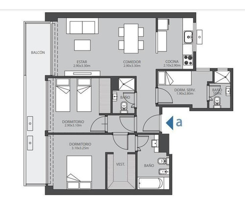 Imagen 3 de 3 de Departamento - Coghlan