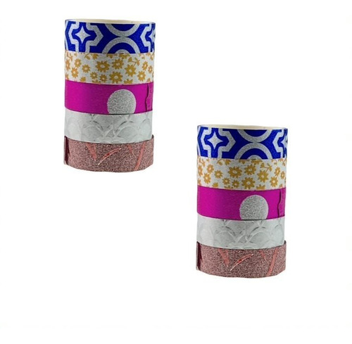 Imagem 1 de 5 de 10 Rolos De Fita Adesiva Decorativa Washi Tape Artesanato
