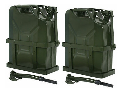 2pcs 5 Gallon 20l Gas Jerry Can Oil Steel Tank W/ Holder Oae