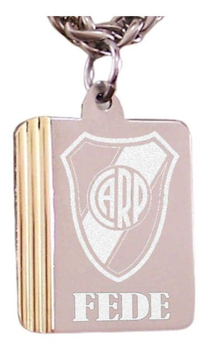 Medalla Acero Quirúrgico Oro Grabado Escudos Fútbol Todos Cadena Acero Garantía Escrita