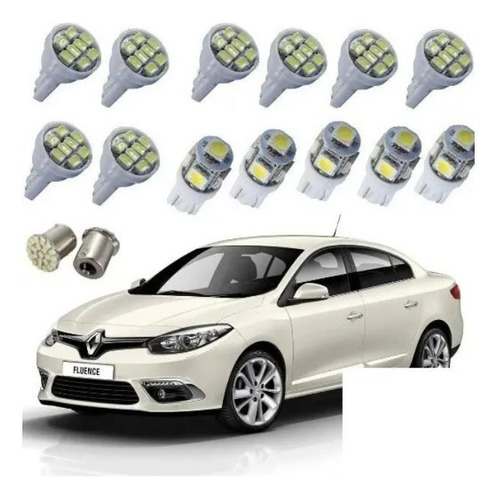 Kit Lâmpadas Led Renault Fluence Pingo Teto Placa Ré