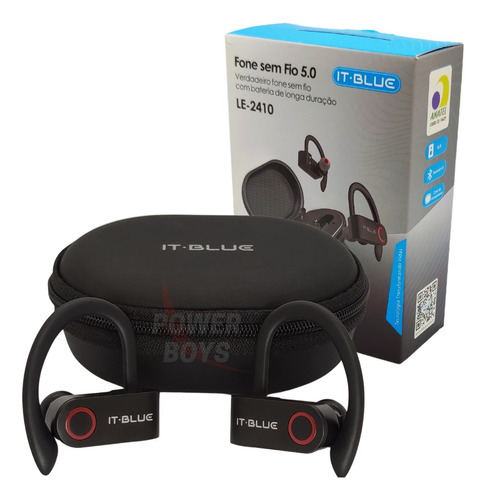 Fone De Ouvido Gancho Tws Bluetooth Esporte Corrida Ciclismo Cor Preto Cor da luz Azul e Vermelho