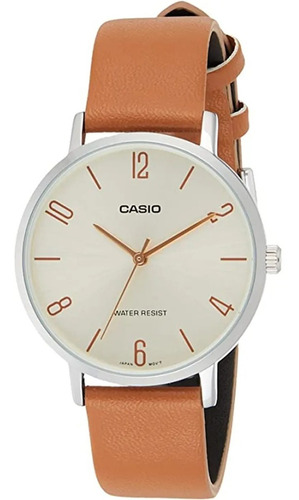 Reloj Casio Casual Malla Cuero Marron 1330 Ltp-vt01l Febo