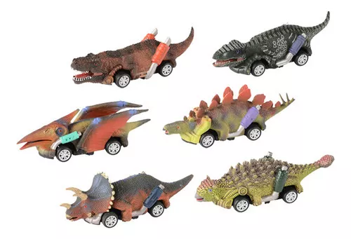 Carro Retrátil De Brinquedo De Dinossauro, Brinquedo De Dinossauro De 6  Peças, Para Meninos De 3
