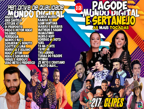 Pen Drive 8gb Com 217 Clipes Pagode E Sertanejo Mp4