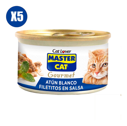 Master Cat Pack 5 Und - Alimento Gato Atun Blanco 85 Grs