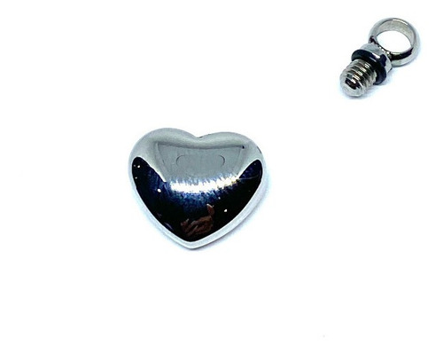Imagen 2 de 2 de Collar Acero Inoxidable Plateado Corazon Relicario Cenizas