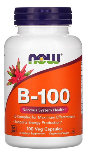 Now Foods Vitamina B-100, 100 Vcaps Sfn Sabor Sin sabor