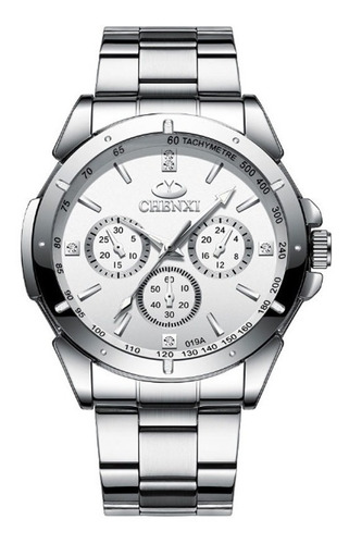 Reloj pulsera Chenxi 019A con correa de acero inoxidable color plateado - fondo blanco