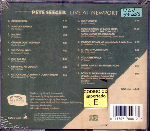 Pete Seeger - Live At Newport - Cd