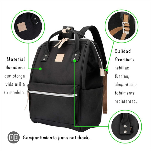 Imagen 5 de 8 de Mochila Bolso Himawari 1882 Cordura Division Notebook.