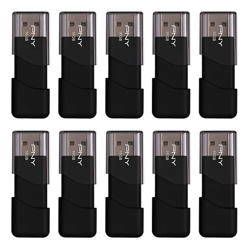 PNY Pen Drive 16GB USB 2.0 Negro con tapa extraíble - Almacenamiento portátil y práctico para tus datos.