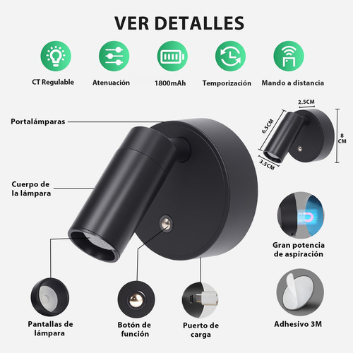 Hifiluz Lámparas De Techo Sala Led Lámparas Pared Decorativas Moderna Con Mando A Distancia 3 Temperaturas De Color Y Regulable Magnética 360° Rotación Inalámbrica Para Lectura Cabecera Pasillo