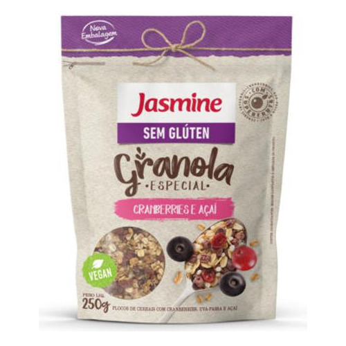 Granola Sem Glúten Jasmine Sabor Cramberries E Açaí De 250g