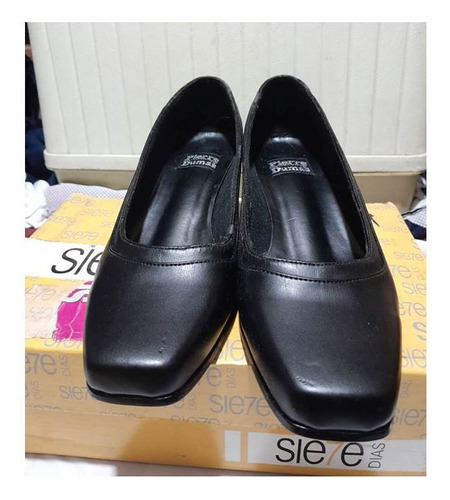 Zapatos De Tacón Grueso Negro Cuerina Para Mujer Talla 38