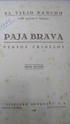 Paja Brava Versos Criollos Jose Alonso Trelles