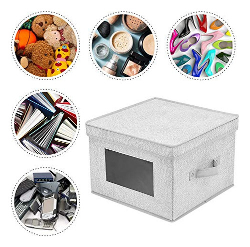Contenedores De Tela Con Tapas, 12 X 12 X 8,5 Pulgadas, Caja