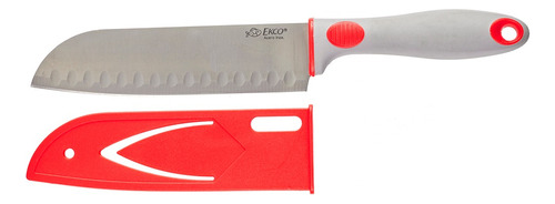 Cuchillo Ekco Evolution Santoku7 Con Funda Y Antideslizante Color Gris