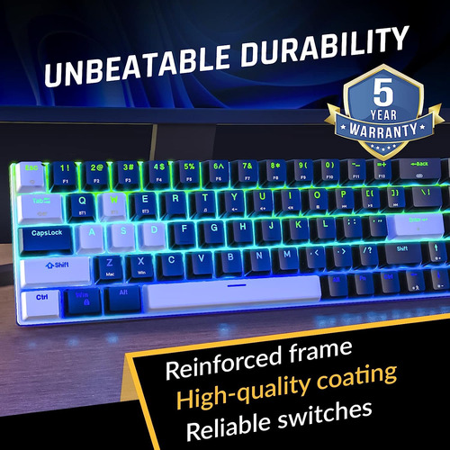 Teclado Klim, Gamer/blanco/bluetooth/rgb