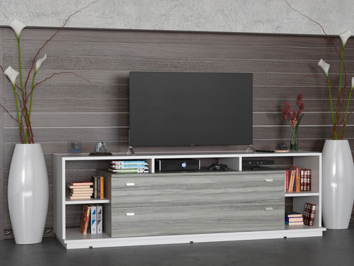 Mesa Rack Tv 1.80 Melamina Texturada Moderno Living Modular