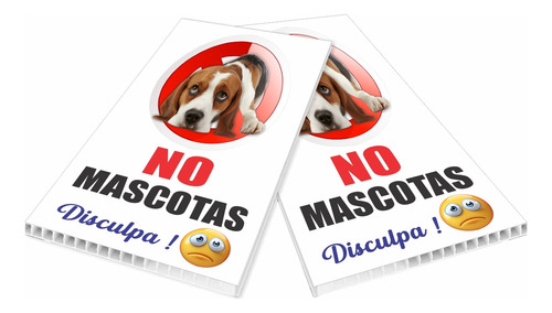 Paquete 2 Letreros Señal No Mascotas Disculpa Prohibido 