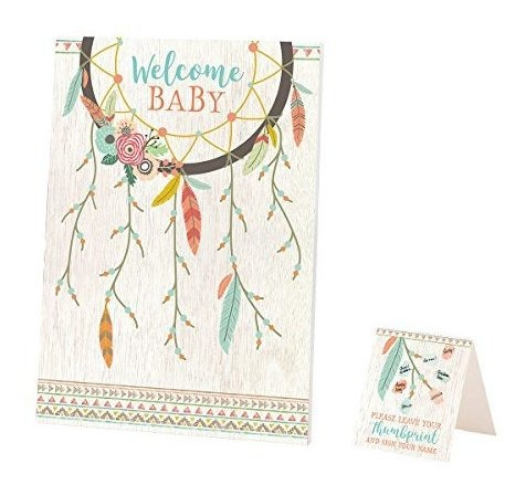 Lillian Rose Boho Baby Shower Invitado Firmando Lienzo