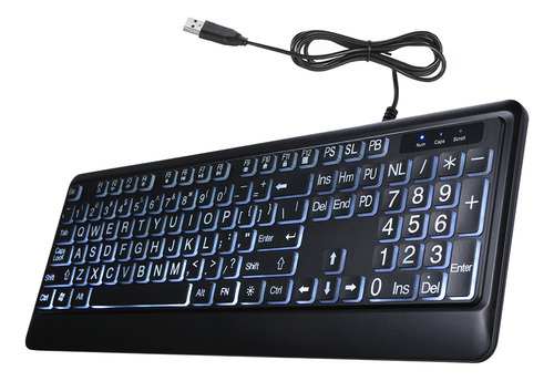 Teclado Com Fio Retroiluminado De Grandes Dimensões. Letras