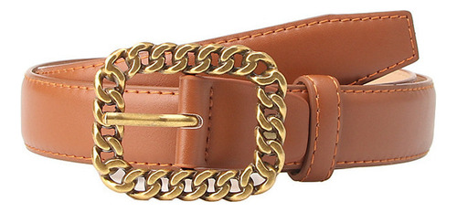 Cinturón De Cuero Para Mujer Con Hebilla Ajustable A La Moda