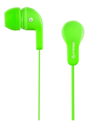 Audífonos In-ear En Color Neon Acabado Rubber Aud-313 Steren Color Verde
