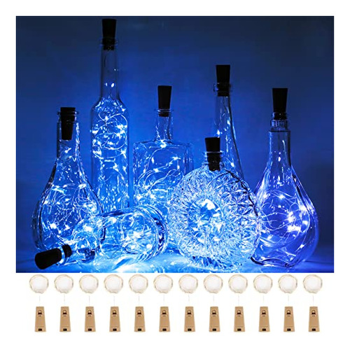 Pecoleur Wine Bottle Lights Con Cork, 12 Pack 20 Led Mfzbs