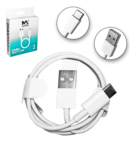 Cabo Tipo-c Para Tipo-c Carga Rápida 1m 3.1 Branco Maxmídia