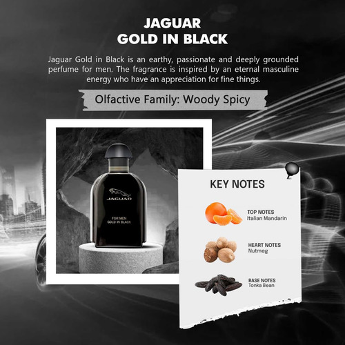 Perfume Jaguar Gold In Black Eau De Toilette, 100 Ml, Para H