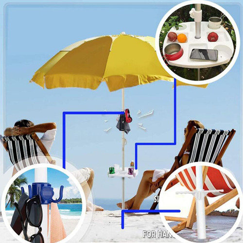 Bandeja De Mesa Con Sombrilla De Playa Con 4 Portavasos Para