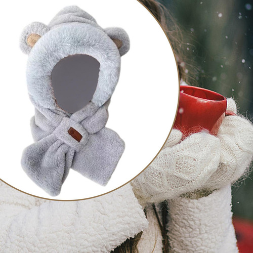 Conjunto De Gorro Y Bufanda De Invierno Con Animales De Gris