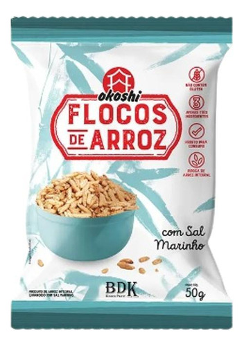 Kit 3x: Flocos De Arroz Integral Com Sal Marinho Okoshi 40g