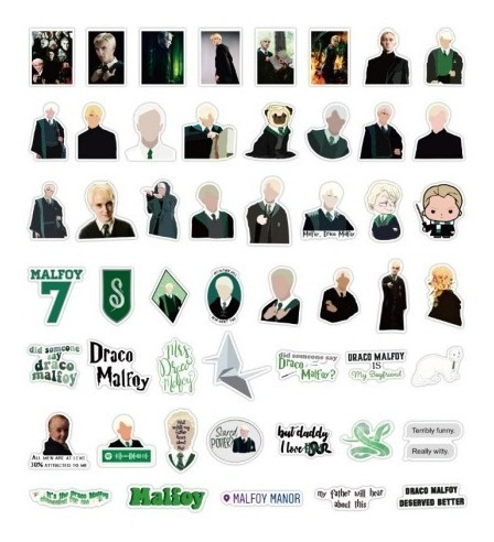 50 Stickers Draco Malfoy Harry Potter De Pvc Vs Agua Y Sol 