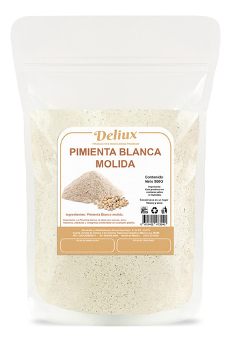 Pimienta Blanca Molida 500 Gr Deliux