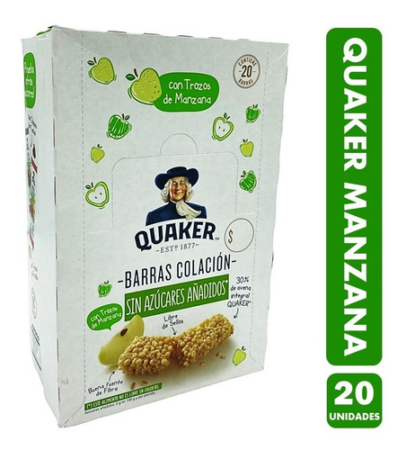 Imagen 1 de 3 de Barras De Cereal Quaker, Sabor Manzana - Caja Con 20 Uni.