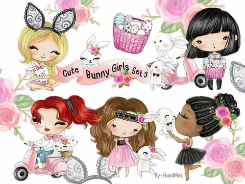 Cliparts Pascuas Conejitos Cute Girls Chicas Png Clipart