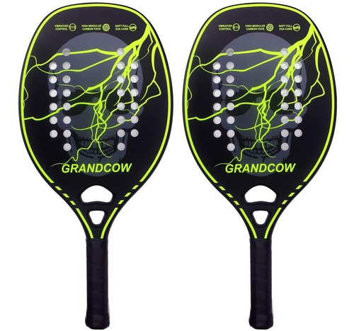 Raquetas Padel Tenis Playa Grandcow Skull Fibra De Carbono 