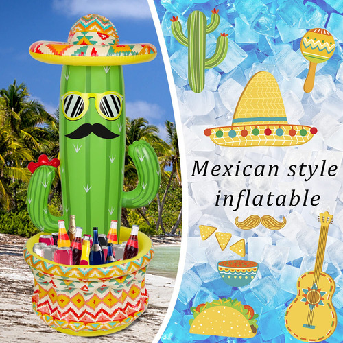 Hielera Inflable Con Diseño De Cactus Para Fiestas